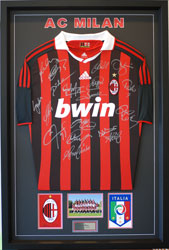 Framed AC Milan team signed shirt
